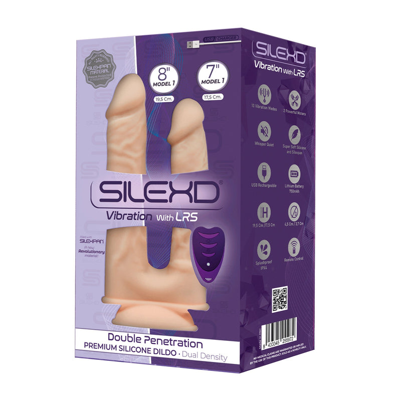 SILEXD - Vibrerende Dubbele Penetratie Dildo - Met Afstandsbediening - Lichte Huidskleur-Erotiekvoordeel.nl