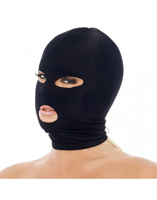 Rimba - SM Hoofdmasker - Hood uit elastische stof Met Gaten Voor ogen En mond-Laced-up.nl