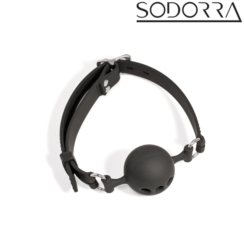 SODORRA - Siliconen Ball Gag met Luchtgaten - Zwart-Erotiekvoordeel.nl