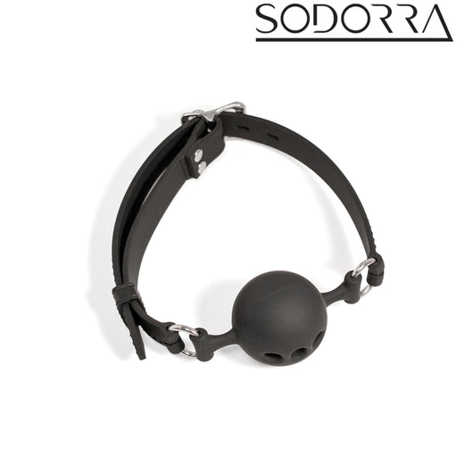 SODORRA - Siliconen Ball Gag met Luchtgaten - Zwart-Erotiekvoordeel.nl