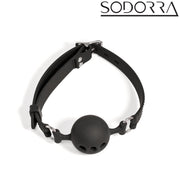 SODORRA - Siliconen Ball Gag met Luchtgaten - Zwart-Erotiekvoordeel.nl