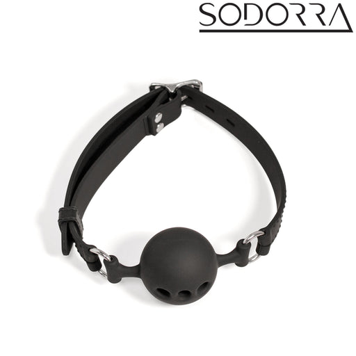 SODORRA - Siliconen Ball Gag met Luchtgaten - Zwart-Erotiekvoordeel.nl