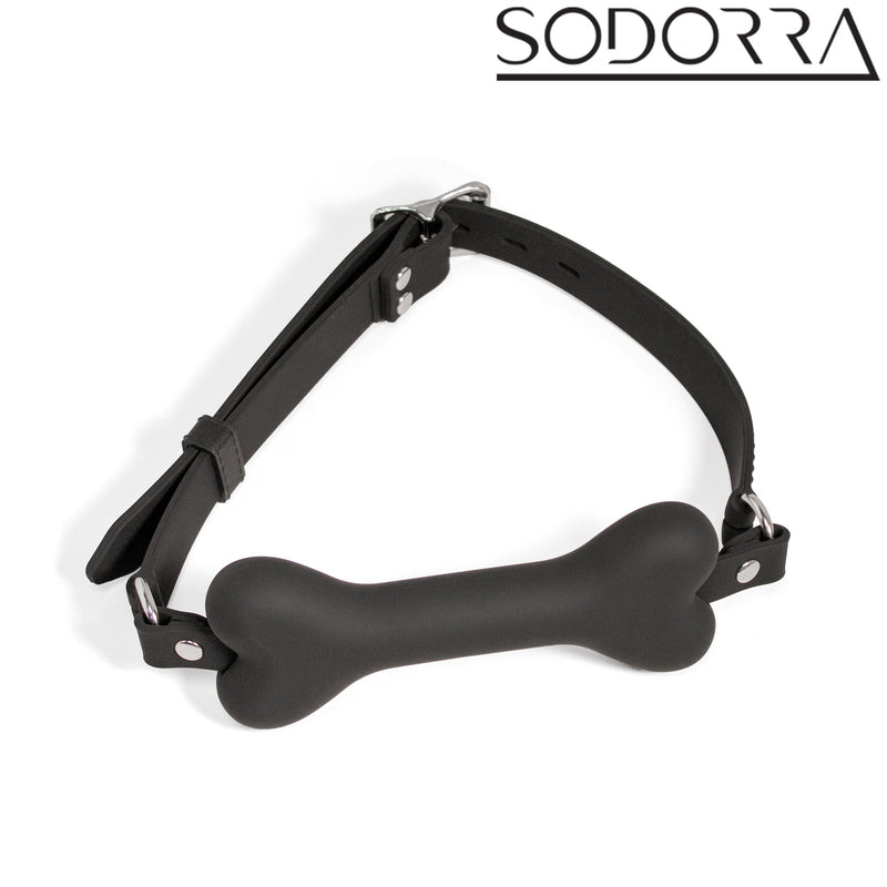 SODORRA - Siliconen Puppy Bone Gag - Zwart-Erotiekvoordeel.nl