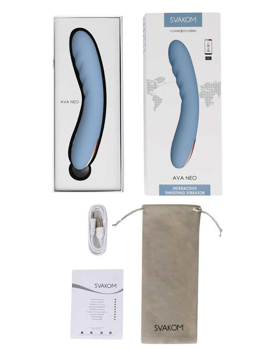 Svakom - Ava Neo - Stotende Vibrator - Thrusting Vibrator - Met App Control - Lichtblauw-Laced-up.nl