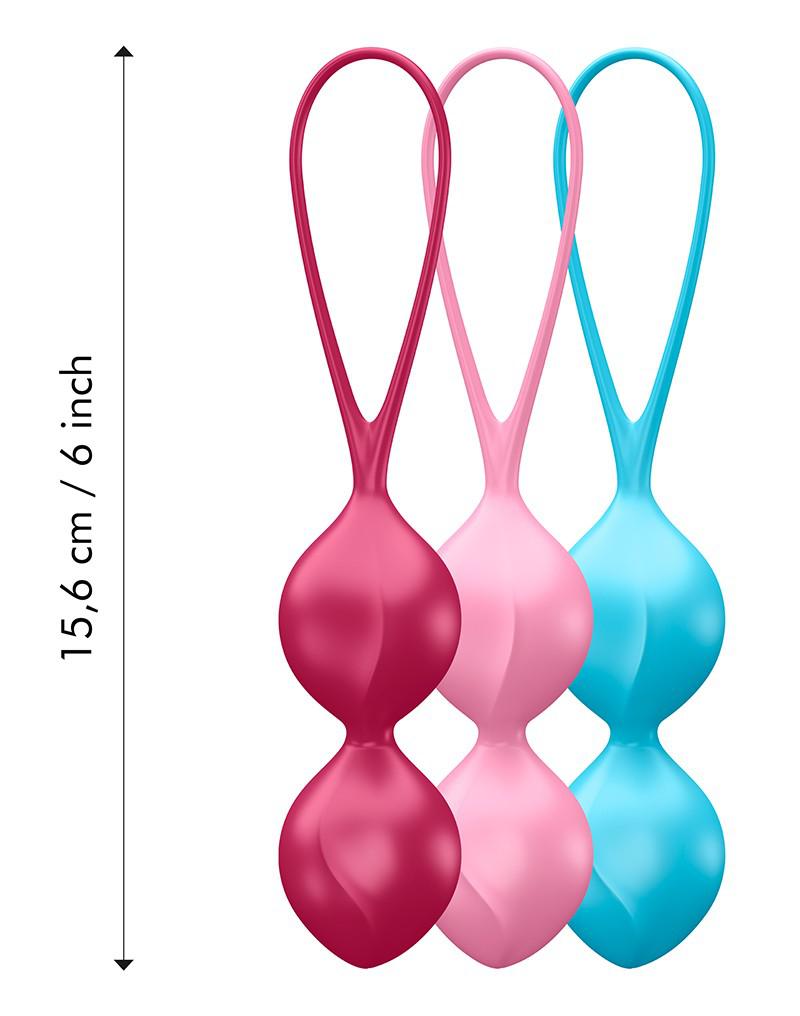 Satisfyer - Bekkenbodem Trainer Kegel Balls Set Van 3 - Rood - Roze - Blauw - gevorderd-Laced-up.nl