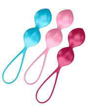 Satisfyer - Bekkenbodem Trainer Kegel Balls Set Van 3 - Rood - Roze - Blauw - gevorderd-Laced-up.nl