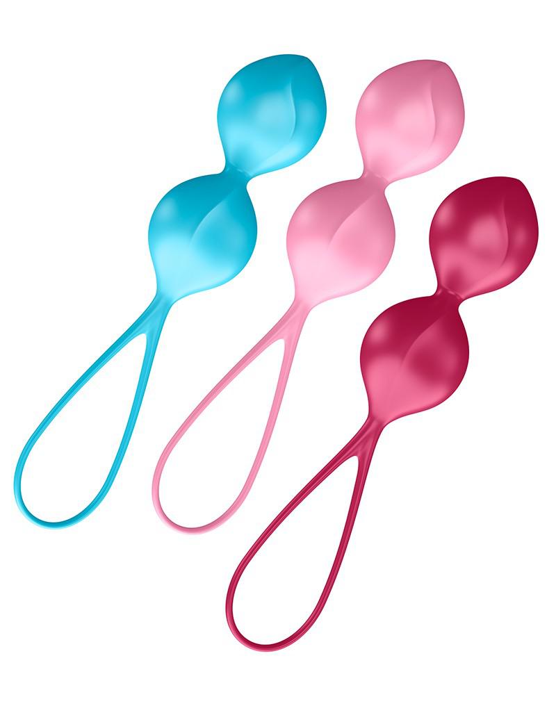Satisfyer - Bekkenbodem Trainer Kegel Balls Set Van 3 - Rood - Roze - Blauw - gevorderd-Laced-up.nl