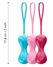 Satisfyer - Bekkenbodem Trainer Kegel Balls Set Van 3 - Rood - Roze - Blauw - Medium-Laced-up.nl