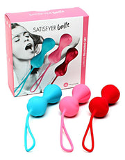 Satisfyer - Bekkenbodem Trainer Kegel Balls Set Van 3 - Rood - Roze - Blauw - Medium-Laced-up.nl