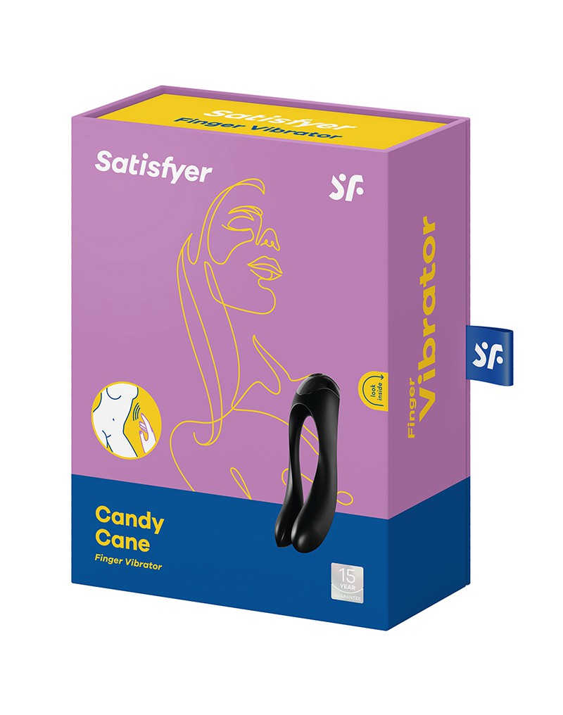 Satisfyer - Candy Cane Vinger Vibrator - Zwart-Laced-up.nl