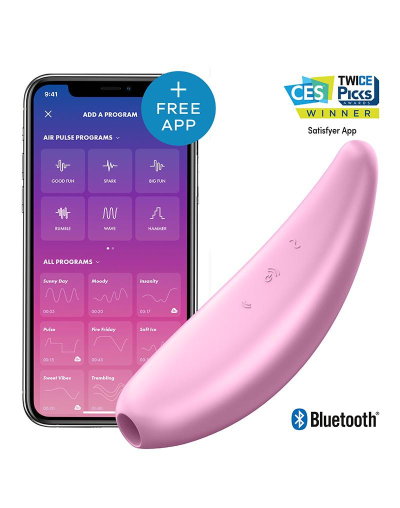 Satisfyer - Curvy 3+ pink App Controlled luchtdruk opleg Vibrator-Laced-up.nl