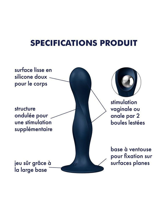 Satisfyer - Double Ball-R - Verzwaarde Dildo met Bewegende Metalen Kogels - Blauw-Laced-up.nl