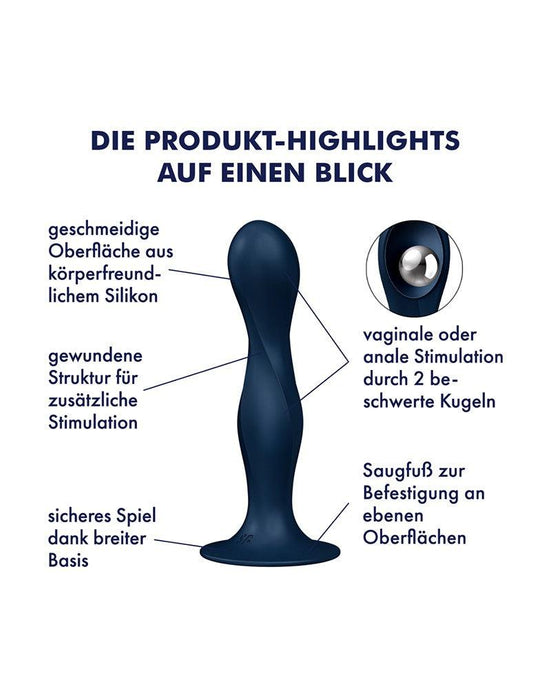 Satisfyer - Double Ball-R - Verzwaarde Dildo met Bewegende Metalen Kogels - Blauw-Laced-up.nl