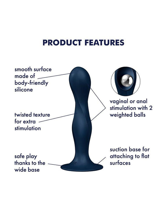 Satisfyer - Double Ball-R - Verzwaarde Dildo met Bewegende Metalen Kogels - Blauw-Laced-up.nl