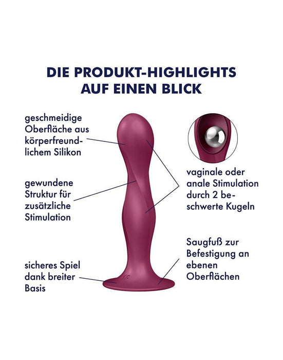 Satisfyer - Double Ball-R - Verzwaarde Dildo met Bewegende Metalen Kogels - Rood-Laced-up.nl
