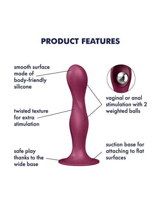 Satisfyer - Double Ball-R - Verzwaarde Dildo met Bewegende Metalen Kogels - Rood-Laced-up.nl