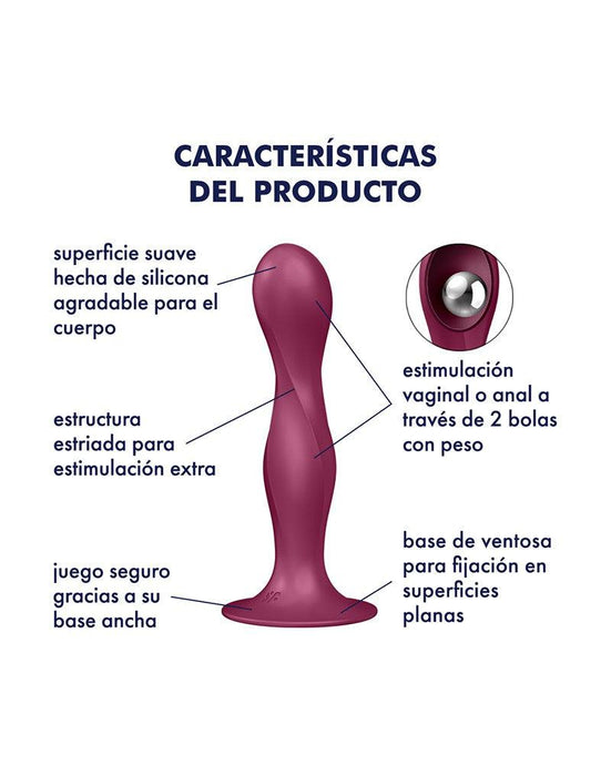 Satisfyer - Double Ball-R - Verzwaarde Dildo met Bewegende Metalen Kogels - Rood-Laced-up.nl