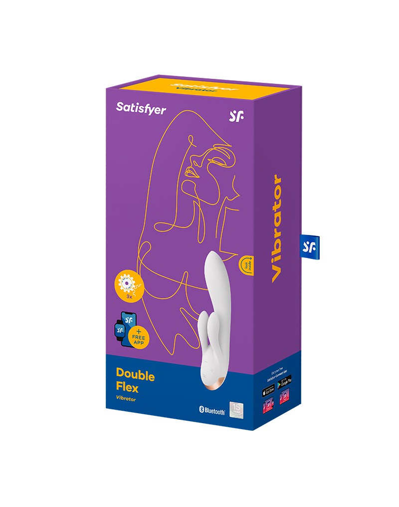 Satisfyer - Double Flex - Rabbit Vibrator - Met App Control - Wit-Laced-up.nl