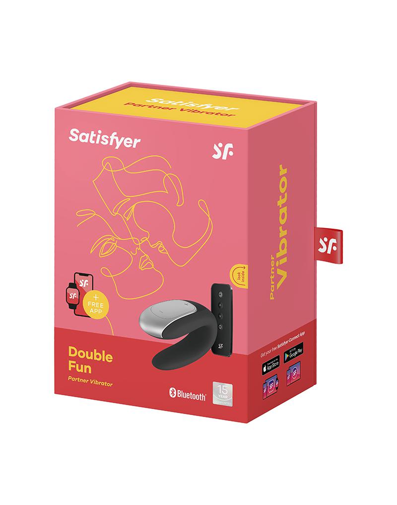 Satisfyer - Double Fun - Luxe Partner Vibrator - Met App Control - Zwart-Laced-up.nl