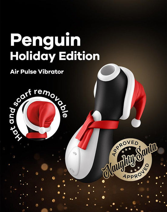Satisfyer Penguin - Holiday Edition - Luchtdruk Stimulator - USB-oplaadbaar - Zwart, Rood & Wit-Laced-up.nl