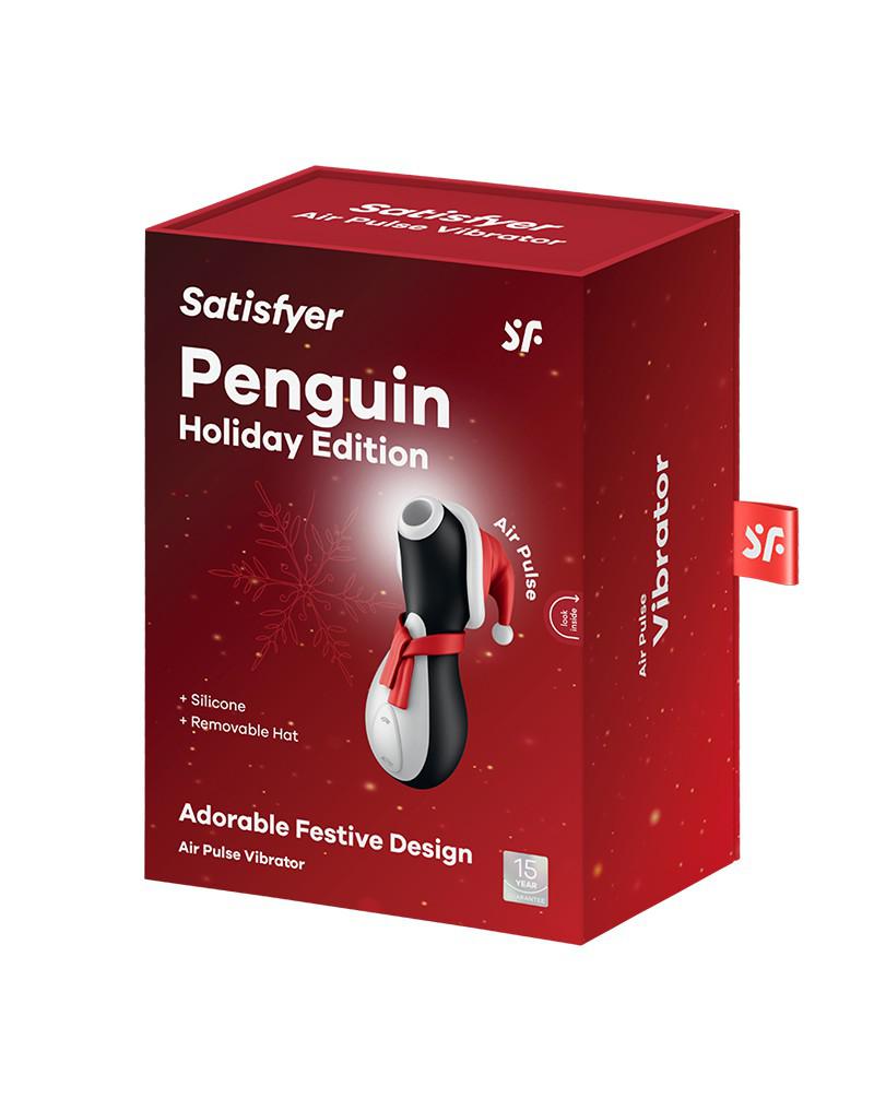 Satisfyer - Penguin - Holiday Edition - Luchtdruk Stimulator - Zwart/Rood/Wit-Erotiekvoordeel.nl