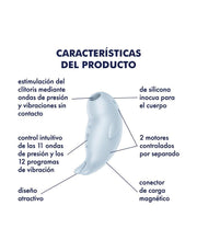 Satisfyer - Seal You Soon - Luchtdruk Vibrator met Vibratie - Lichtblauw-Laced-up.nl