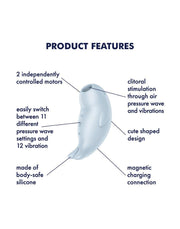 Satisfyer - Seal You Soon - Luchtdruk Vibrator met Vibratie - Lichtblauw-Laced-up.nl