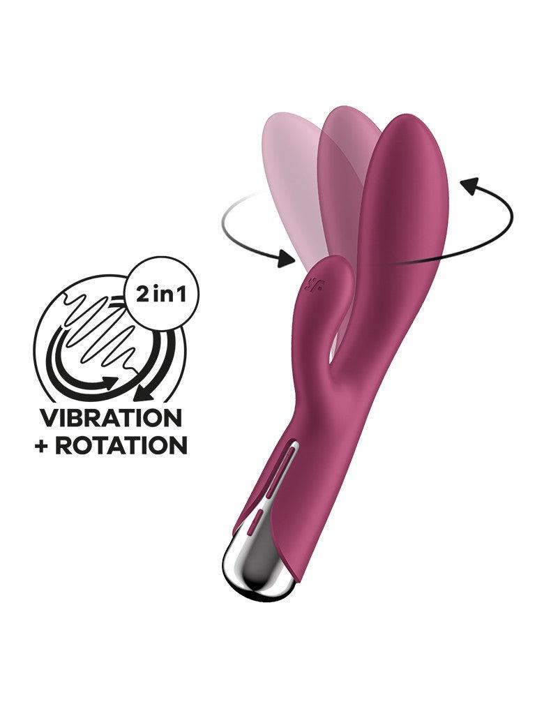 Satisfyer - Spinning Rabbit 1 - Roterende en Vibrerende Rabbit Vibrator - Rood-Erotiekvoordeel.nl