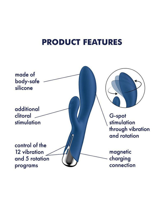 Satisfyer - Spinning Rabbit 1 - Roterende en Vibrerende Rabbit Vibrator - Blauw-Laced-up.nl