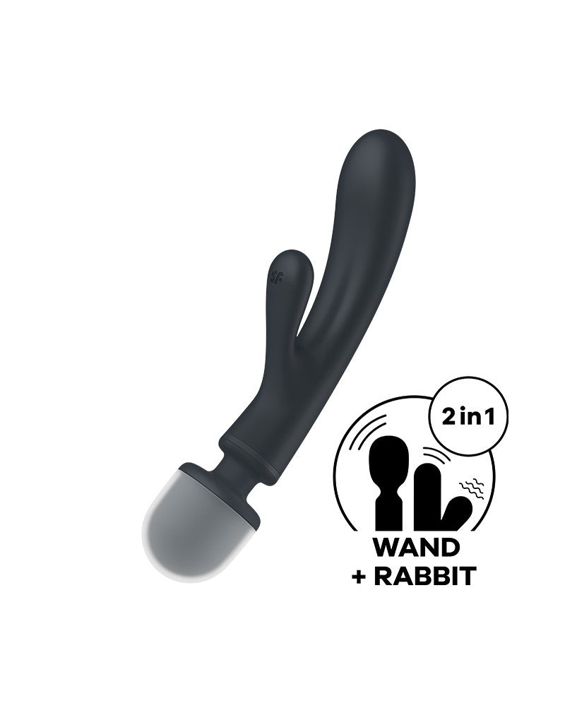 Satisfyer - Triple Lover - 2-in-1 Wand en Rabbit Vibrator - Zwart-Erotiekvoordeel.nl