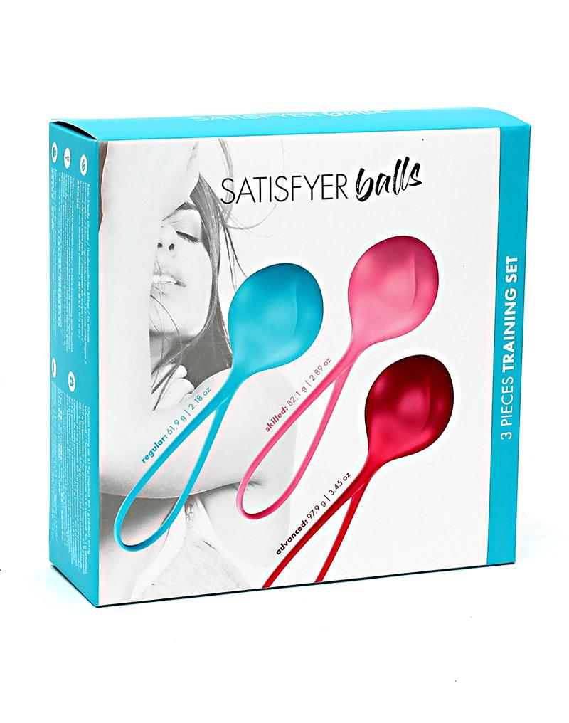 Satisfyer - Vagina Balletjes - Bekkenbodem Trainer - Set Van 3 - Rood/Roze/Blauw - Beginner-Erotiekvoordeel.nl