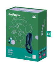 Satisfyer - Vibrerende Cockring Met Partner Stimulator - Koppel Vibrator Epic Duo - Blauw-Laced-up.nl