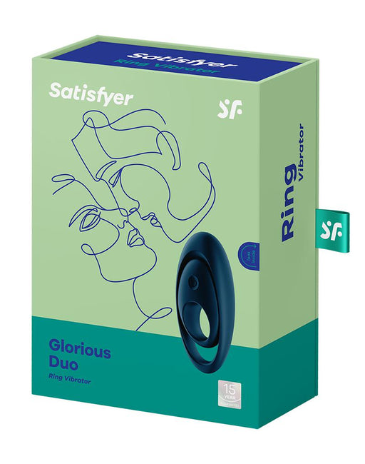 Satisfyer - Vibrerende Cockring Met Partner Stimulator - Koppel Vibrator Glorious Duo - Blauw-Laced-up.nl