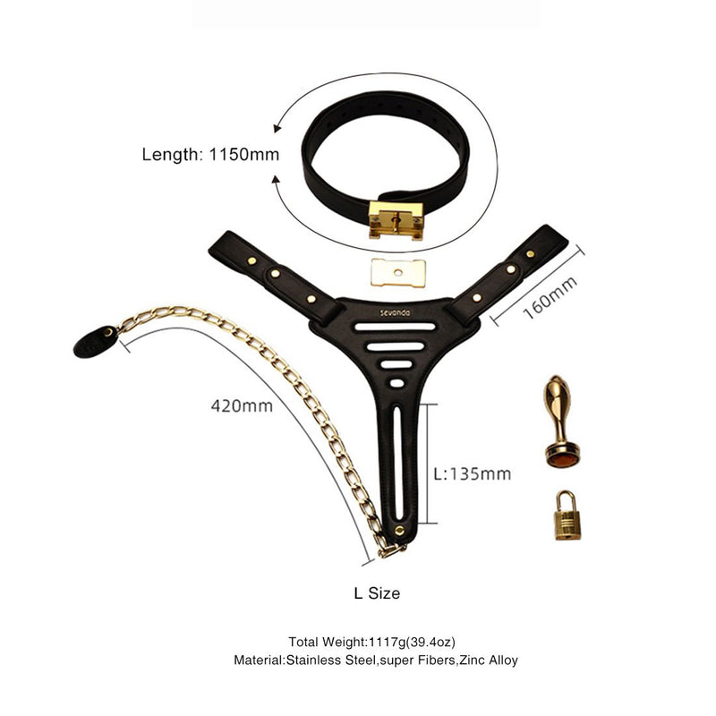 Sevanda - Beg & Ask - Kuisheidsgordel Vrouwen met Buttplug - Maat L-laced-up.nl