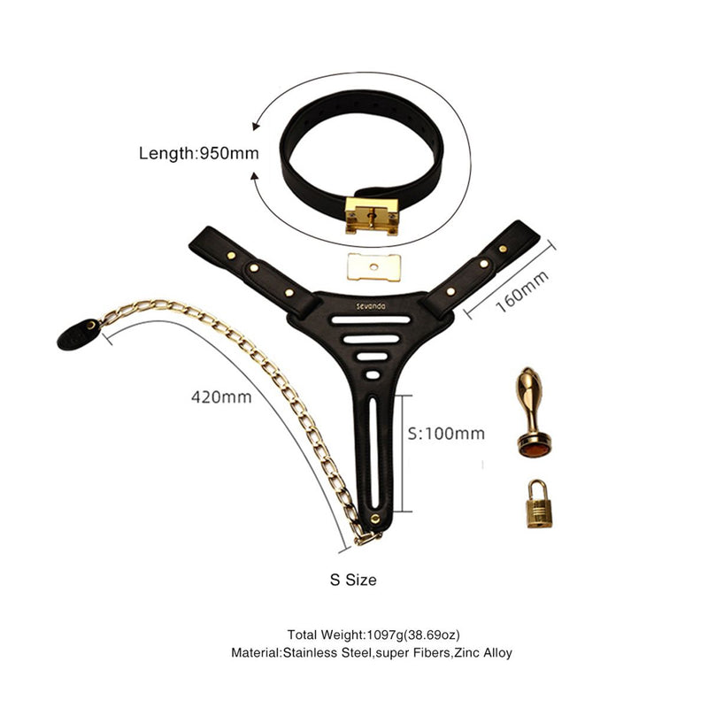 Sevanda - Beg & Ask - Kuisheidsgordel Vrouwen met Buttplug - Maat M-laced-up.nl