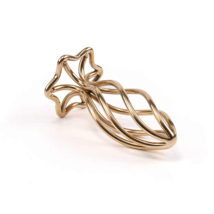 Sevanda - Buttplug - Holle Anaal Plug In Spiraal Vorm - RVS - Goudkleurig - Verkrijgbaar in 3 maten-Laced-up.nl