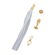 Sevanda - Flogger met Sleutelhanger, Bedel en Peervormige Buttplug - Wit/Goud-laced-up.nl