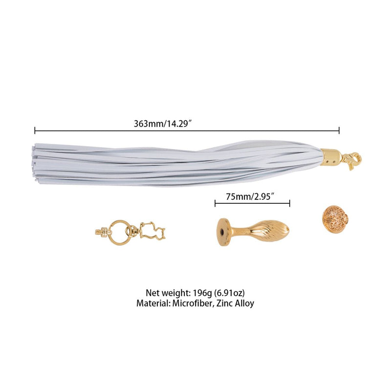 Sevanda - Flogger met Sleutelhanger, Bedel en Peervormige Buttplug - Wit/Goud-laced-up.nl