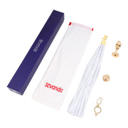 Sevanda - Flogger met Sleutelhanger, Bedel en Tulpvormige Buttplug - Wit/Goud-laced-up.nl