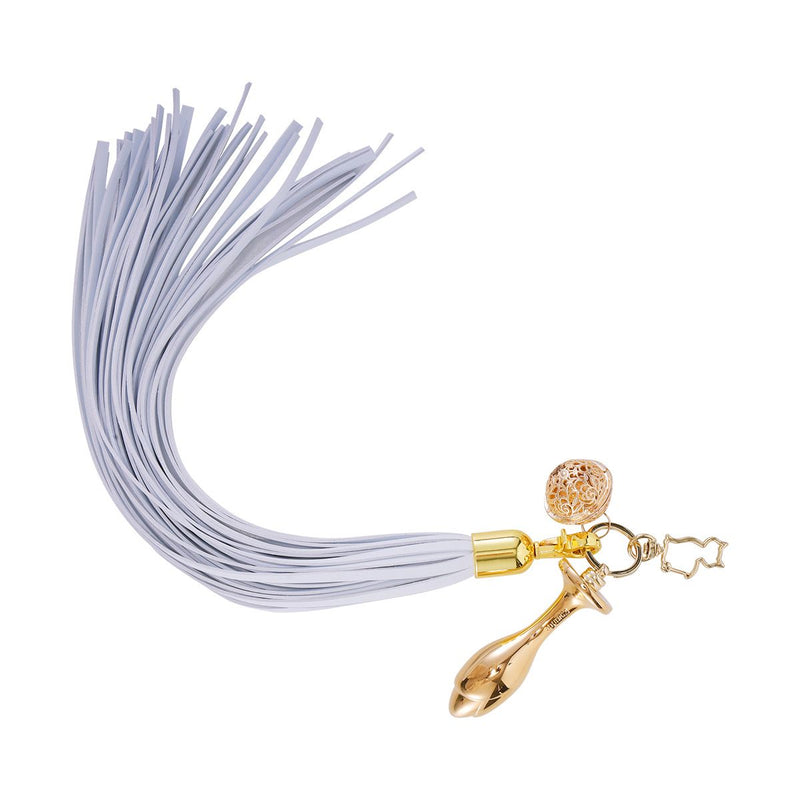 Sevanda - Flogger met Sleutelhanger, Bedel en Tulpvormige Buttplug - Wit/Goud-laced-up.nl