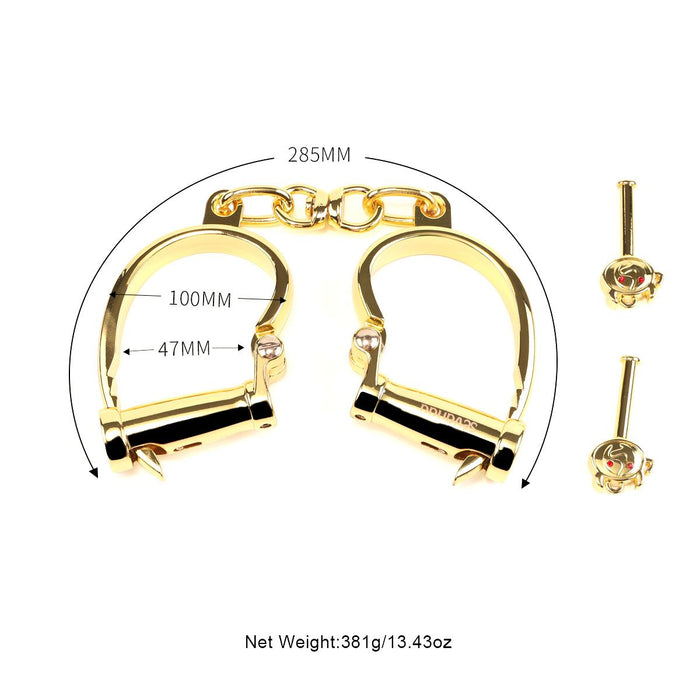 Sevanda - Handboeien - Goudkleurige Metalen Love Slave Handboeien-Laced-up.nl