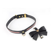 Sevanda - Love Heart Butterfly - Vegan Lederen Collar met Leiband - Zwart/ Roze-laced-up.nl