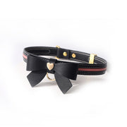 Sevanda - Love Heart Butterfly - Vegan Lederen Collar met Leiband - Zwart/ Roze-laced-up.nl