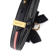 Sevanda - Love Heart Butterfly - Vegan Lederen Collar met Leiband - Zwart/ Roze-laced-up.nl