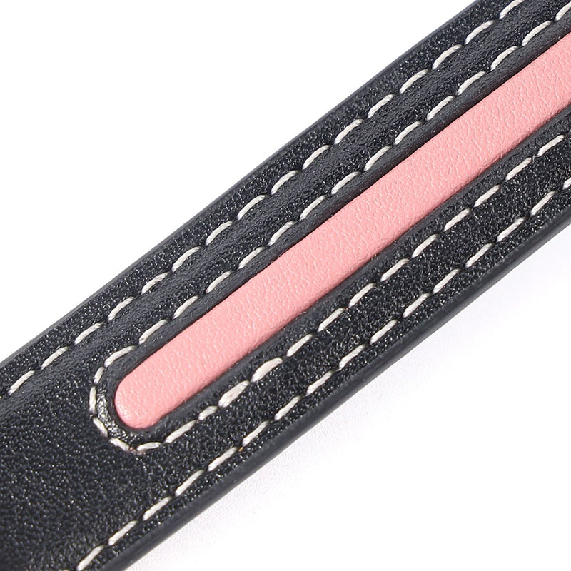 Sevanda - Love Heart Butterfly - Vegan Lederen Collar met Leiband - Zwart/ Roze-laced-up.nl