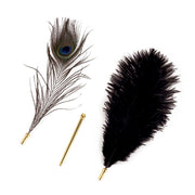 Sevanda - Natural Peacock Flirting - Veren Kietelaar met Verwisselbare Veren - Goud/Zwart-laced-up.nl