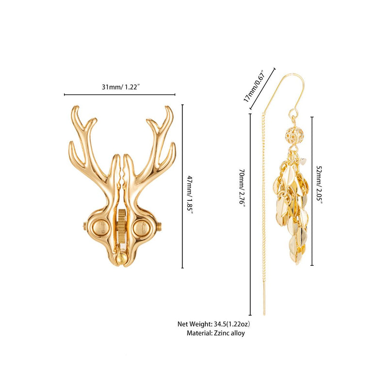 Sevanda - Stag - Tepelklemmen met Hertengewei en Hanger - Goud-laced-up.nl