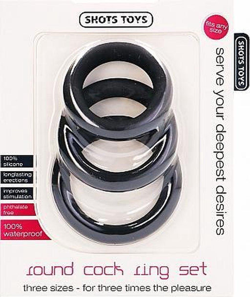 Shots Toys - Ronde Cockring Set - 3 Stuks - Zwart-Laced-up.nl