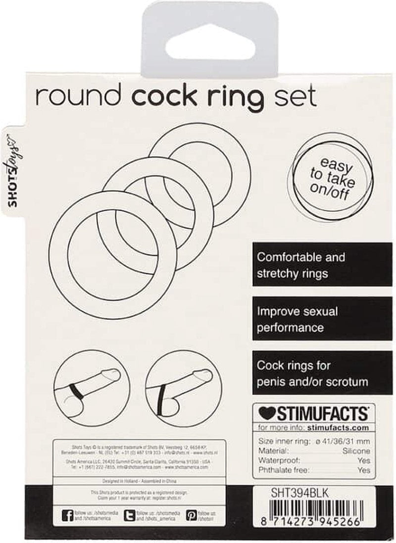 Shots Toys - Ronde Cockring Set - 3 Stuks - Zwart-Laced-up.nl