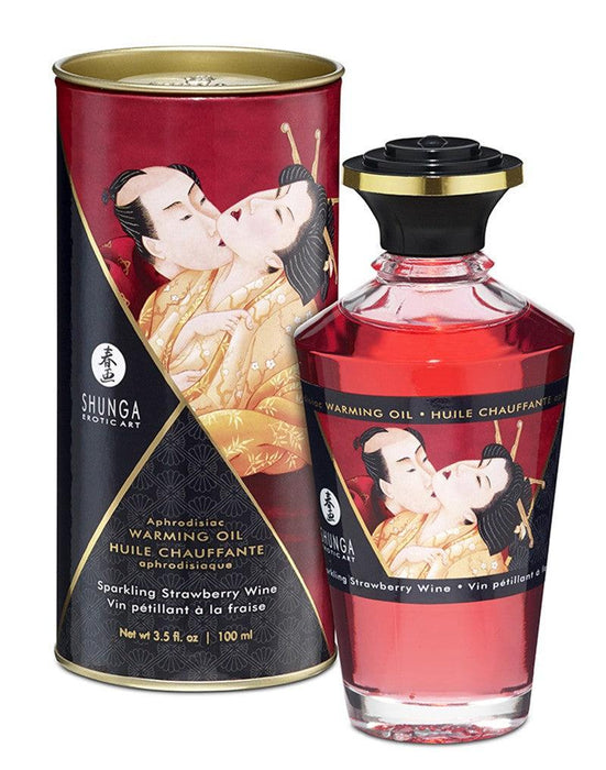 Shunga - Aphrodisiac - Verwarmende Olie Voor Erogene Zones - Om te Kussen/Likken - Sparkling StrawBerry Wine-Laced-up.nl